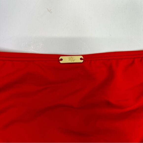 Lauren Ralph Lauren Beach Club Solids Shirred Hipster bottom orange - 8 - Picture 9 of 11